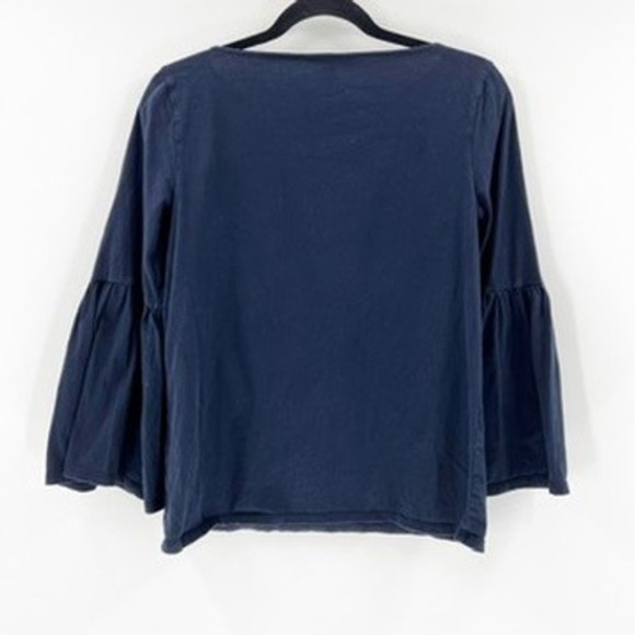 Banana Republic Top Bell Sleeve Blue Scoop Neck Womens Size S - Picture 2 of 4